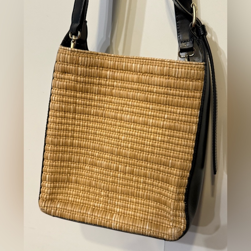 A.P.C. Virginie Rafia and Black Leather 2 way Crossbody Hand Bag - Picture 4 of 13